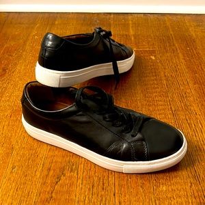 Mens Black Leather Casual Sneakers - Size 9.5 New Republic